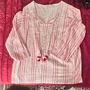 Soft Surroundings Red and White 3 qtr sleeve tunic 2X
